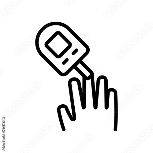 Glucometer, equipment for blood glucose monitoring. Diabetes testing outline icon. Glucometer pharmacy symbol, logo illustration.