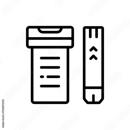 Diabetes test strips set outline vector icon. Blood glucose test strips line symbol. Glucometer pharmacy vector symbol, logo illustration.