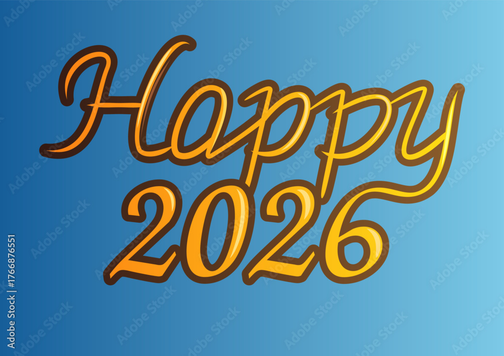 Fototapeta premium Happy new year 2026 greeting vector illustration