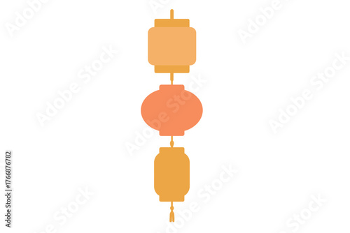 Traditional Chinese lanterns stacked vertically for festive decoration and cultural celebration