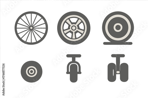 Set of diverse wheels, tires, and components for personal transportation devices