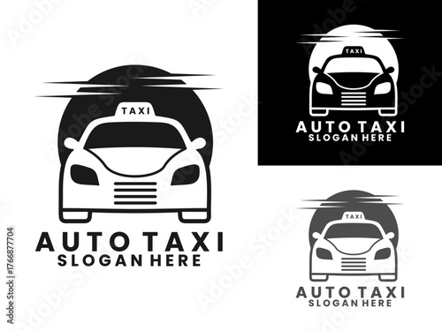 Taxi car combination with sun logo design vector template