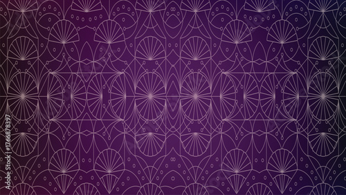Intricate Geometric Art Deco Pattern a Deep Purple Gradient