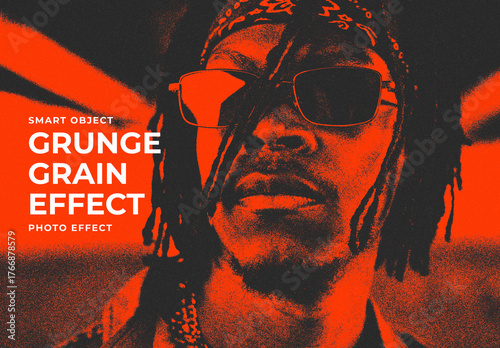 Orange Grunge Grain Image Effect Mockup