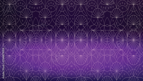 Intricate Geometric Art Deco Pattern with Fan Motifs Purple Gradient