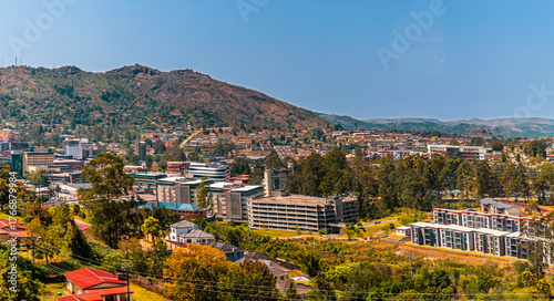 A view over the capital, Mbabane of Eswatini in Springtime