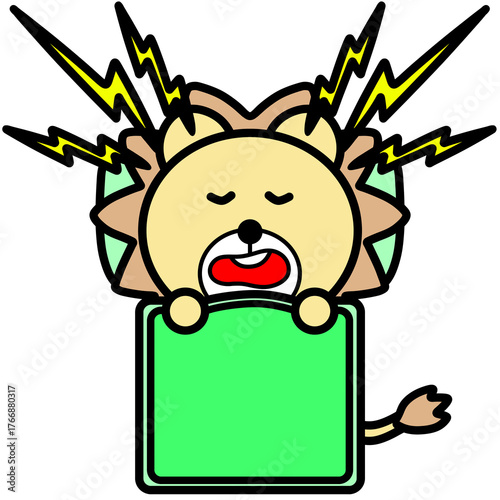 いびきをかくライオン　イラスト