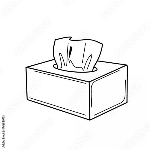 Tissue box with tissues in minimalist sketch style  