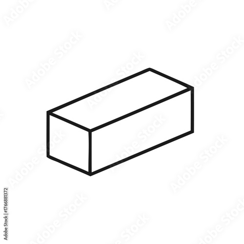 Isometric Rectangular Prism Outline on White Background for Educational Resource