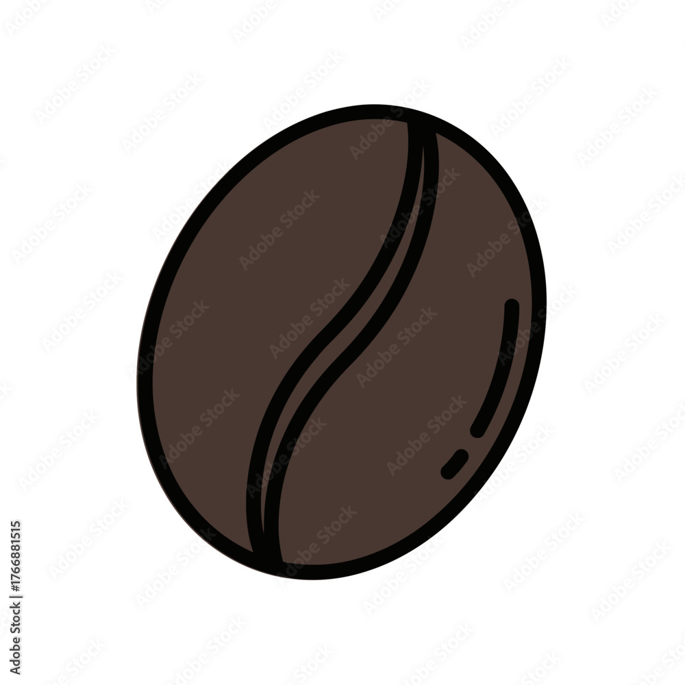 Fototapeta premium Single Stylized Brown Coffee Bean Isolated on White Background