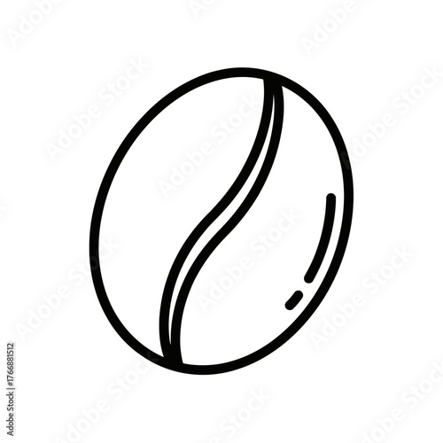 Single Coffee Bean Outline Icon on White Backdrop