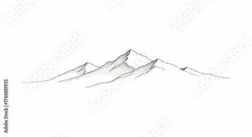 Mountain range horizon minimalist landscape contour vector illustration.