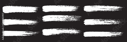 Asian ink brush strokes, black hand drawn stripes, rough grunge paint texture, Chinese Japanese Korean calligraphy brushstrokes set, straight line vector illustration, smears, sketch lines
