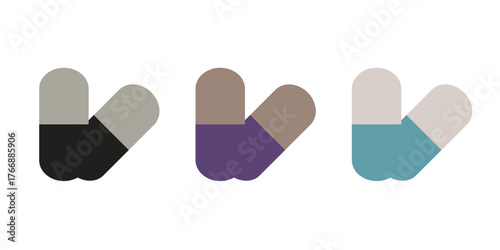 Medical Capsule and Tablet Pill Icon Set