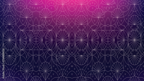 Repeating Geometric Art Deco Pattern a Vibrant Purple Gradient