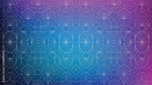 Repeating Art Deco Geometric Pattern Teal Magenta Gradient Keywords: geometric, pattern, art