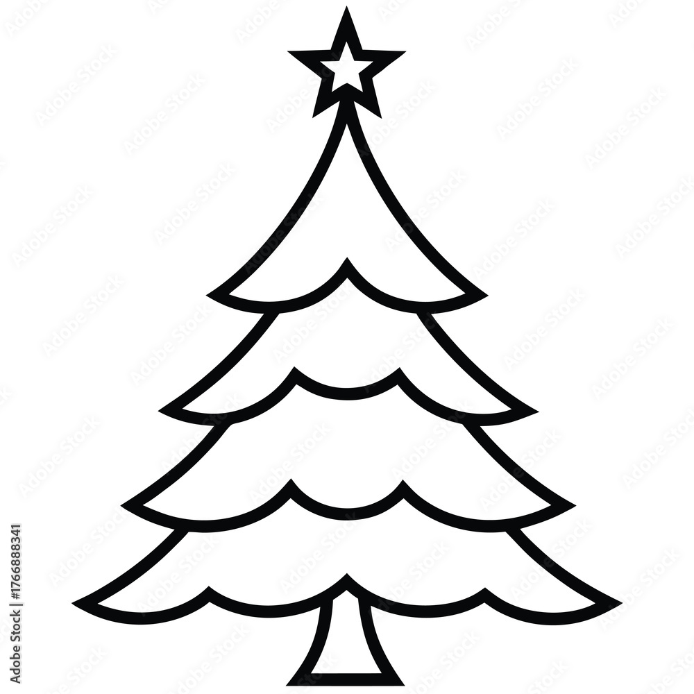Fototapeta premium christmas tree silhouette Christmas elements vector icon, christmas collection
