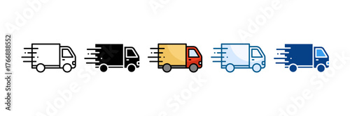 Fast Delivery Truck Icon Set Multiple Style Collection