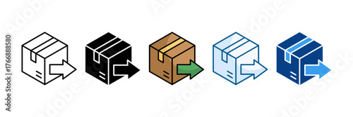 Parcel Box Icon Set Multiple Style Collection