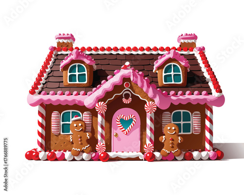 Isolated gingerbread house for valentine's day
