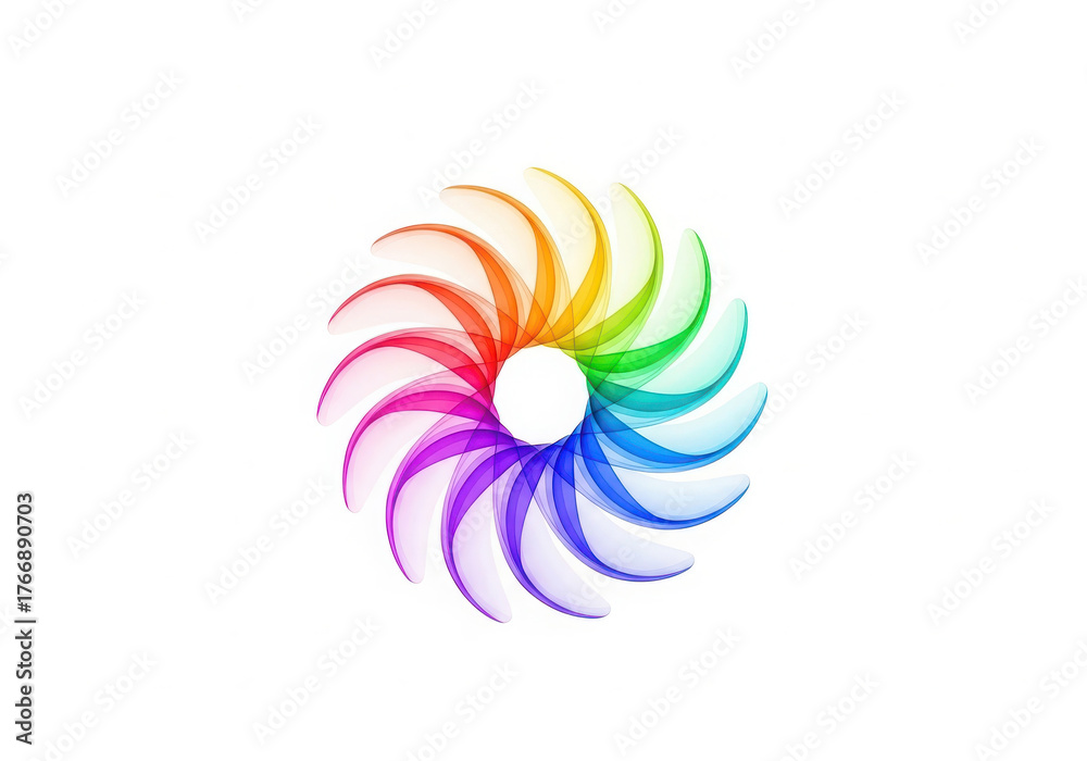 Obraz premium Vibrant rainbow colored swirling vortex of light and color on a white background