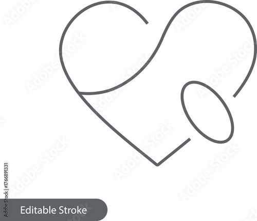 Heart Care Icon, Isolated on Transparent Background, Editable Stroke