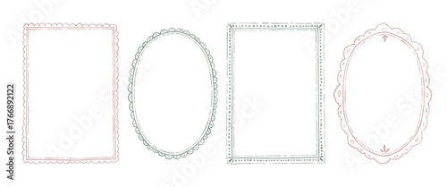 Watercolor hand drawn quirky frames in vintage style for cards, invitations