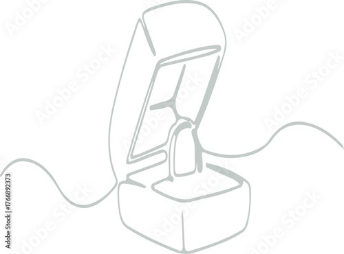 Continuous line drawing of an open ring box minimalist vector illustration for jewelry store design 