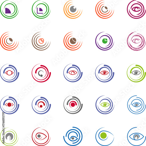 Auge, Logos Sammlung, Auge als Logo, Eine Reihe von Vektorlogos mit dem Bild eines Auges