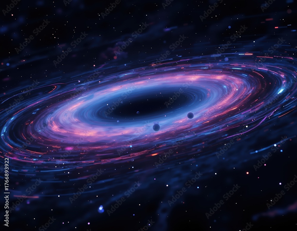 Obraz premium Glowing cosmic spiral galaxy with vibrant nebula colors and starry background