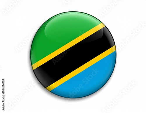 Free Download Tanzania Flag Button on White Background - GFXLoad
