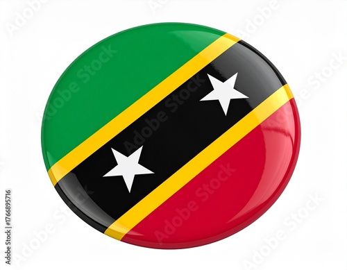 Free Download Saint Kitts and Nevis Flag Button on White Background - GFXLoad