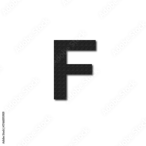Stylish Black Letter F with Shadow
