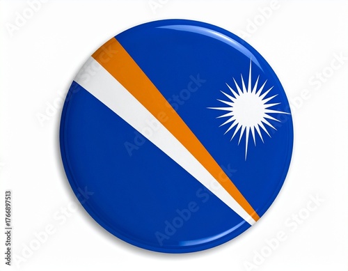 Marshall Islands Flag Button on White Background