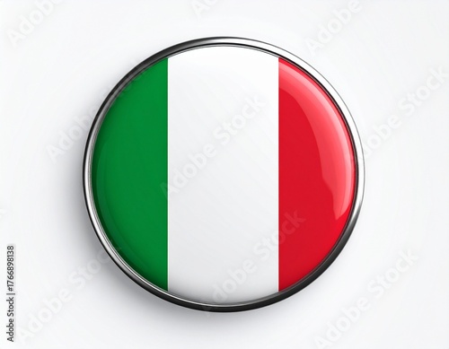 Italy Flag Button on White Background