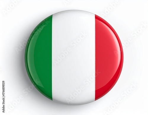 Italy Flag Button on White Background