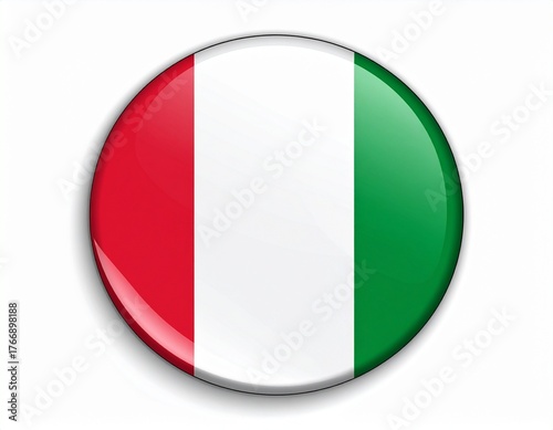 Italy Flag Button on White Background