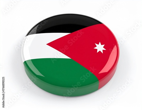 Jordan Flag Button on White Background