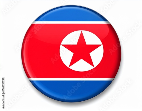 Free Download North Korea Flag Button on White Background - GFXLoad