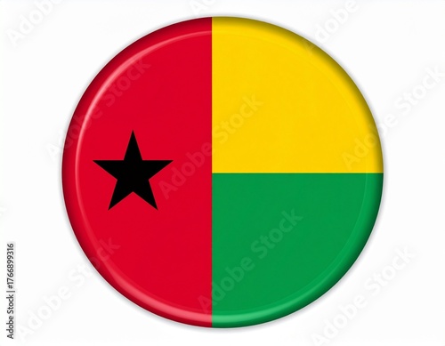 Free Download Guinea-Bissau Flag Button on White Background - GFXLoad