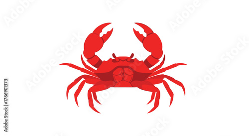 A vibrant red crab illustration, featuring its large claws and multiple legs, poised as if ready to scuttle, perfect for marine life or seafood themed designs.