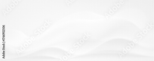 Flowing dots particles wave pattern halftone gradient curve shape isolated on white background.