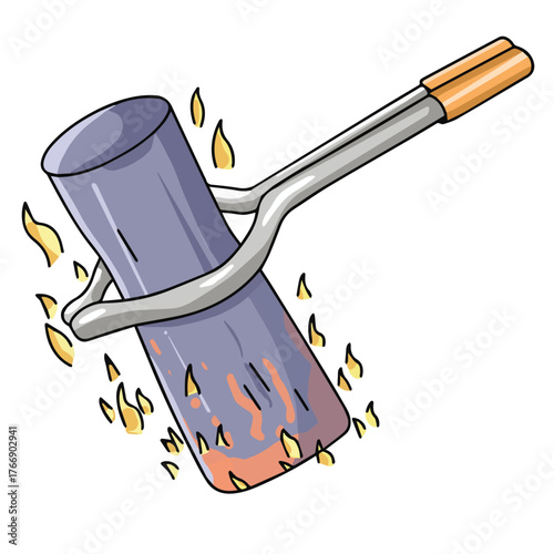 Science of hand drawn vector Experiment on Heat Conduction outline.