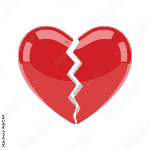 Red broken heart symbol symbolizing love loss heartbreak and sadness vector
