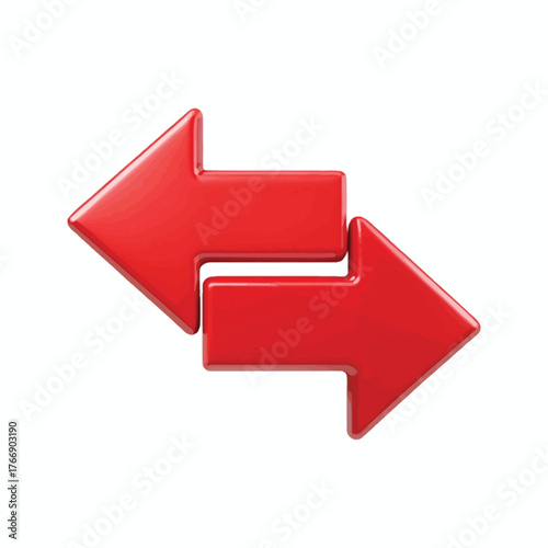 Red arrows pointing opposite directions symbolizing exchange transfer and connection vector