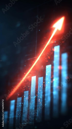 finance digital graphics bars light plan result vertical video background