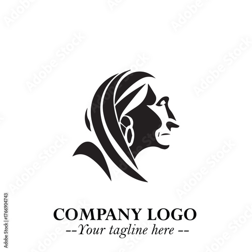 Elegant Old Woman Logo Symbol in Black on White Background with Classic and Minimalist Design
