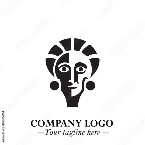 Elegant Old Woman Logo Symbol in Black on White Background with Classic and Minimalist Design

