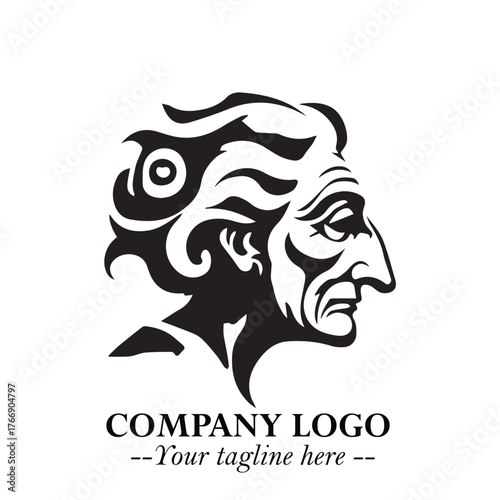 Elegant Old Woman Logo Symbol in Black on White Background with Classic and Minimalist Design
