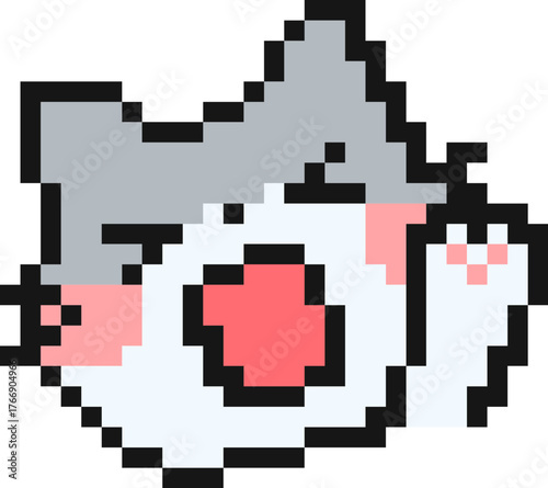 pixel illustration of surprised cat emoji